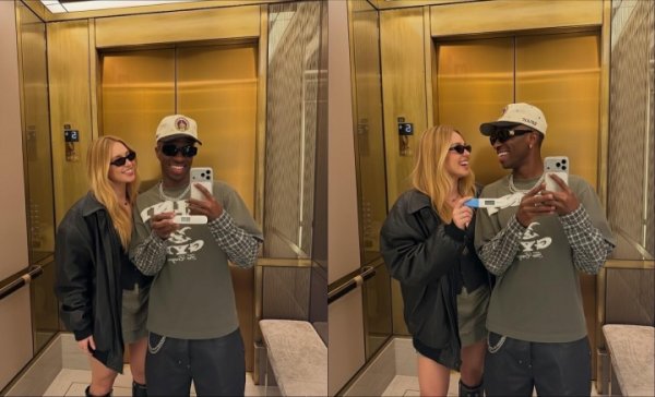 维尼修斯与女友手合手验孕棒走漏怀胎？图为AI生成，粉丝账号流出❌